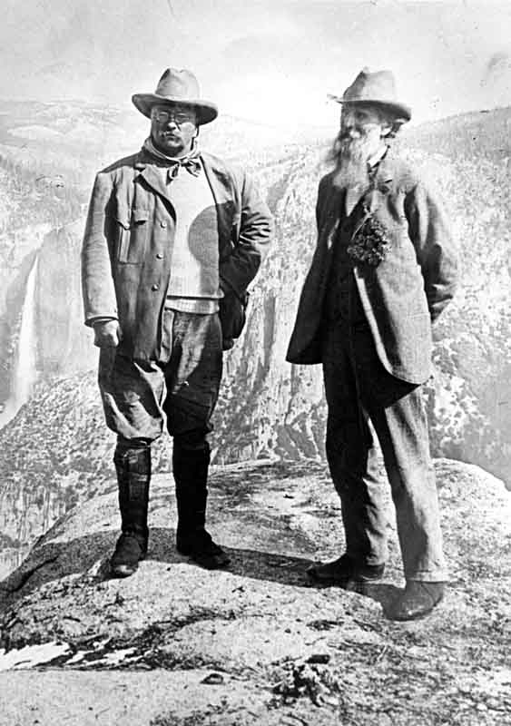 President Theodore Roosevelt and John Muir at Glacier Point in May of 1903