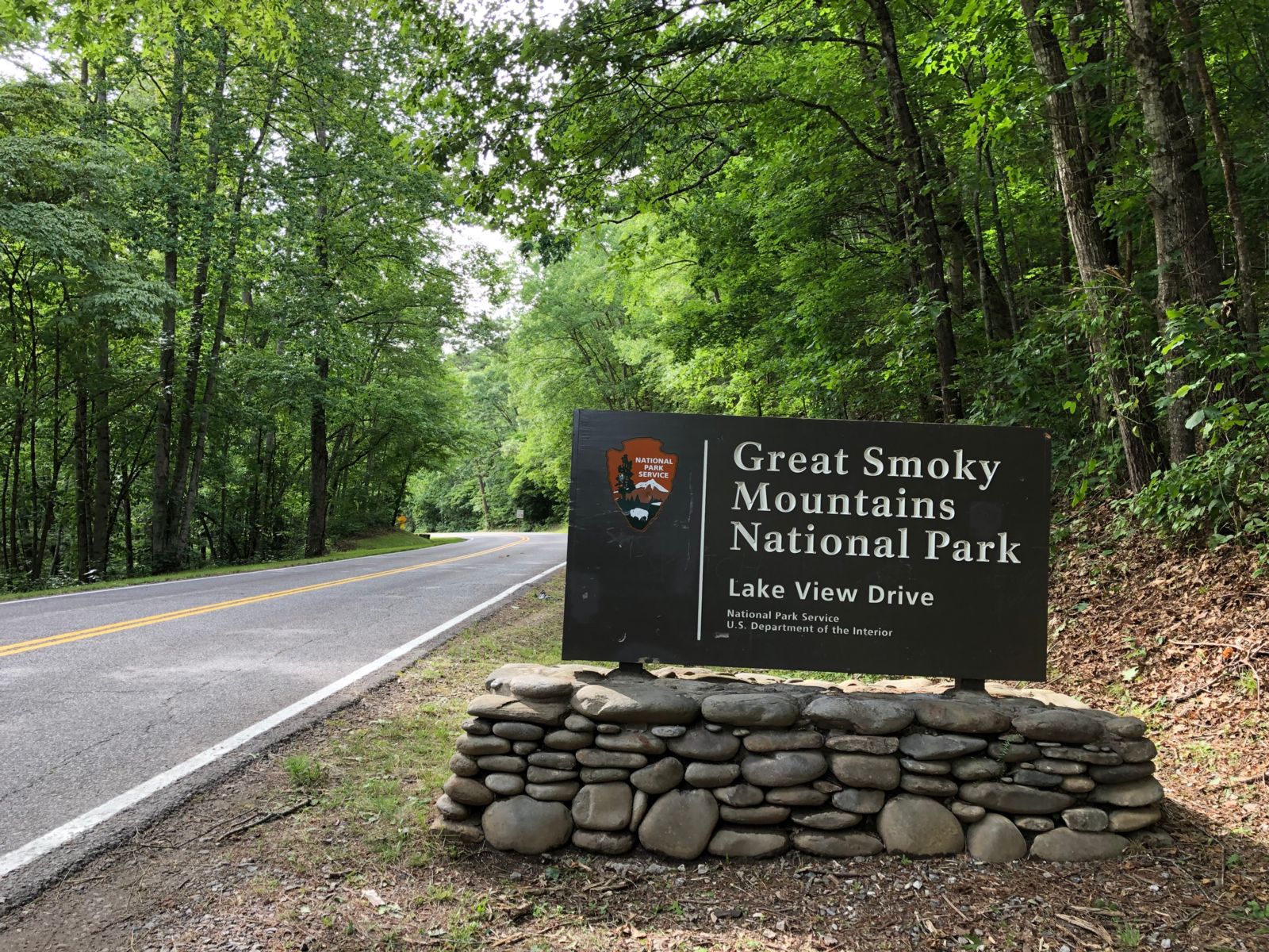 Great Smoky Mountains National Park sign, Lakeview Drive - photo by Jason Frye