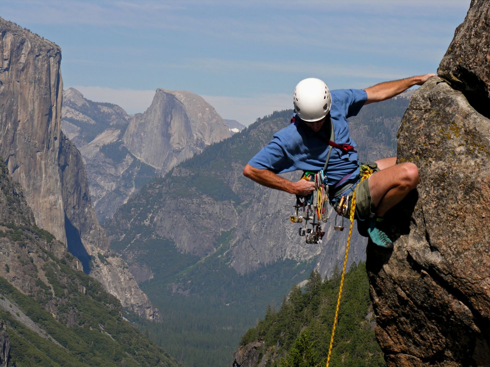 Yosemite Mountaineering School Director Dave Bengston climbing Turtleback Dome_Kenny Karst