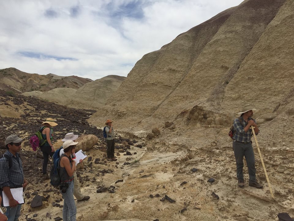 Sul Ross State University students visiting the historic excavation site of the giant flying reptile Quetzalcoatlus. Photo by Sam Cason.