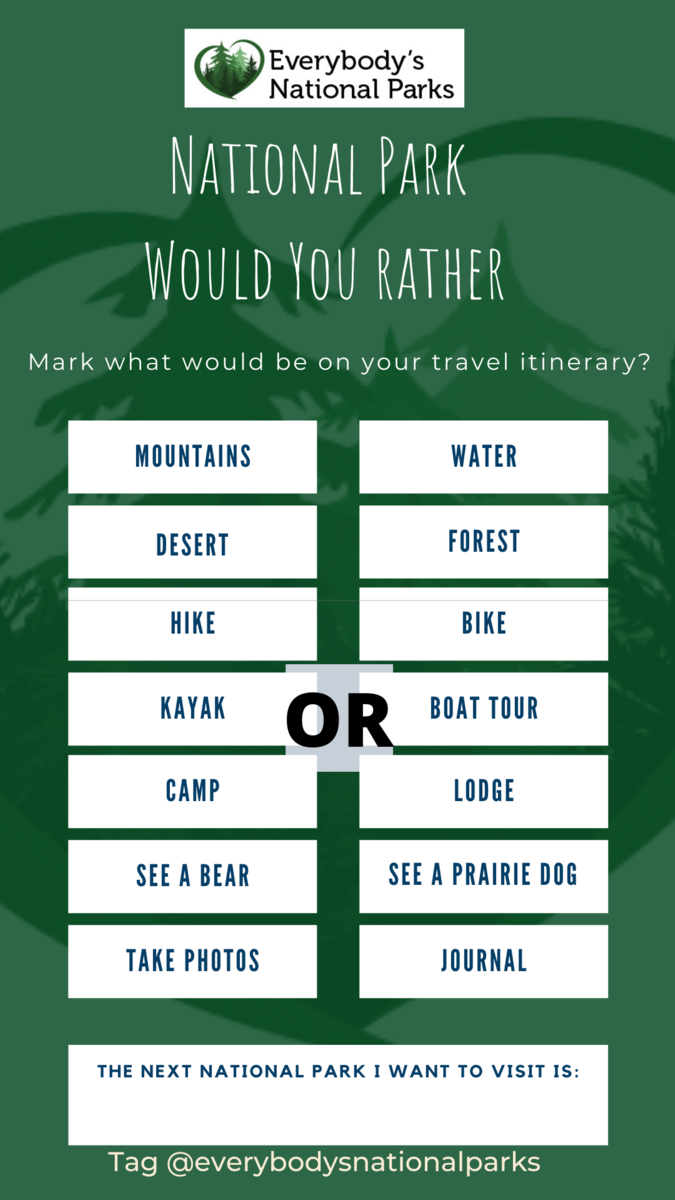 National Park Would You Rather printable
