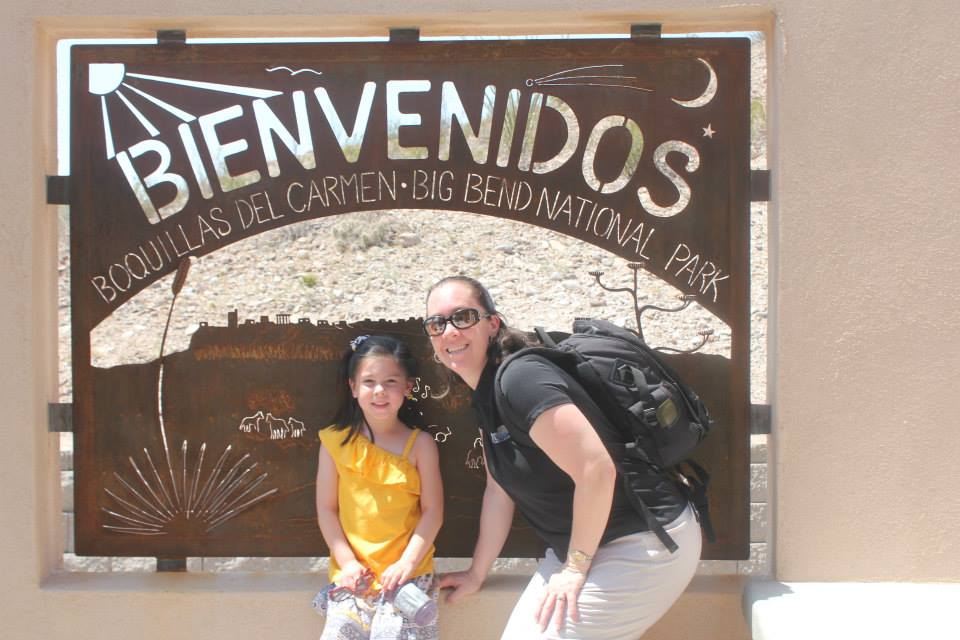 Courtney Lyons-Garcia with her daughter at the Boquillas Crossing Station. Photo by Courtney Lyons-Garcia.