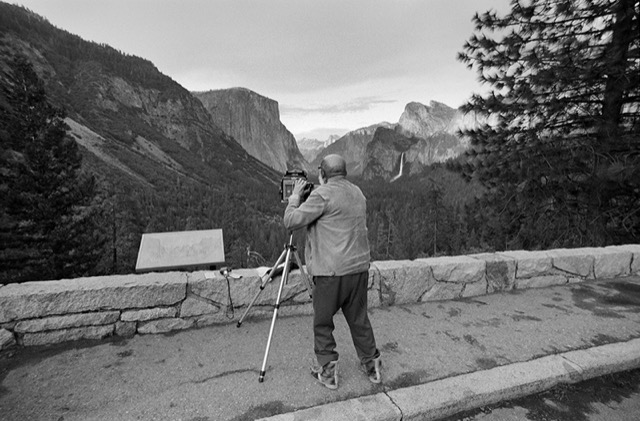 Ansel Adams making Polaroid photos for his Portfolio VII at Inspiration Point, May 1976 by Alan Ross