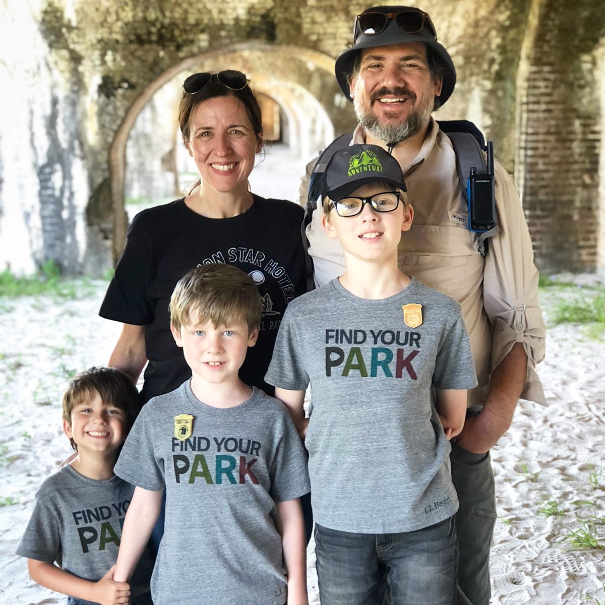 Jason, Abby, Jack, Ethan and Henry at Fort Pickens part of the Gulf Islands National Seashore