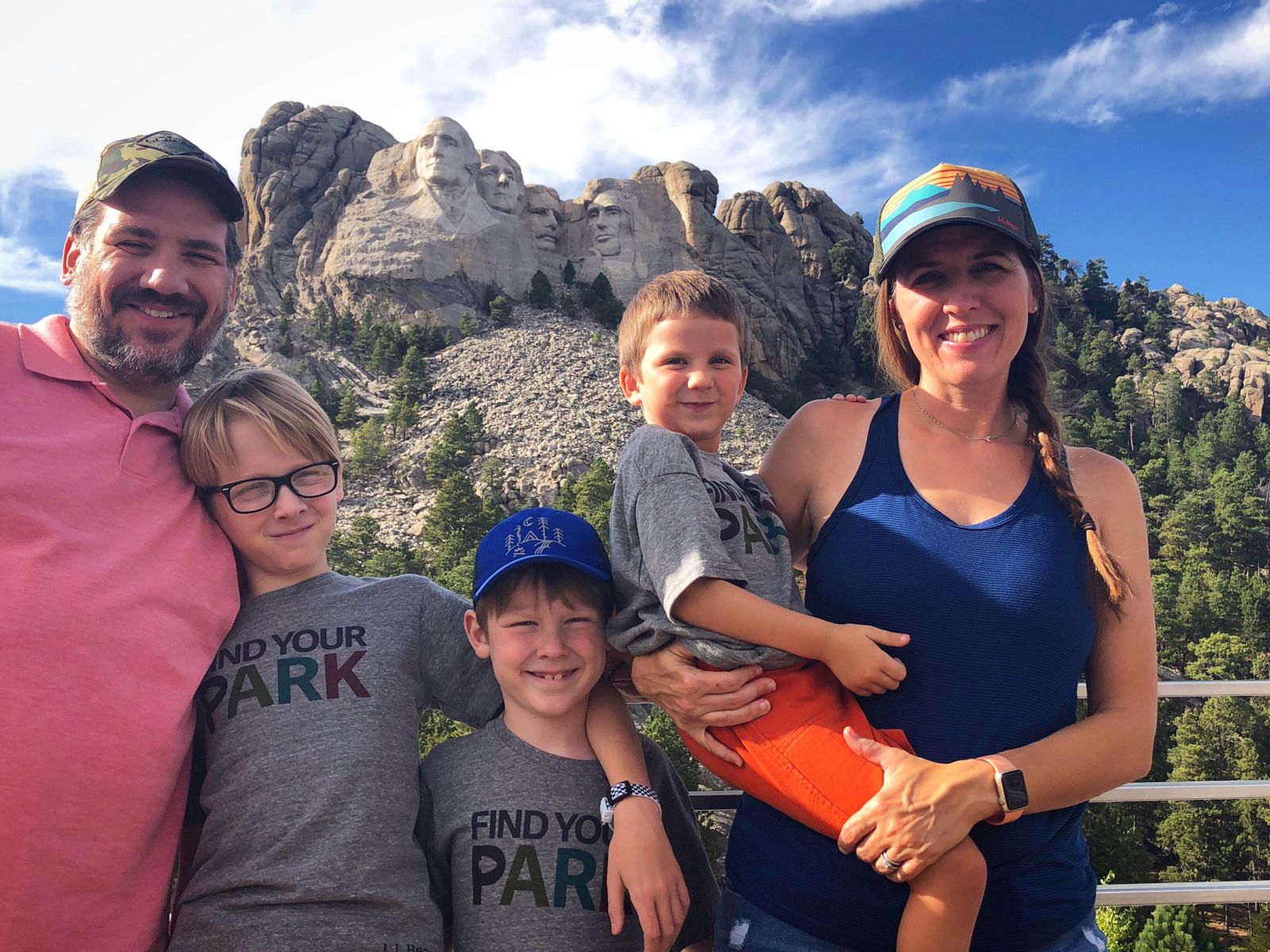Jason, Abby, Jack, Ethan and Henry at Mount Rushmore