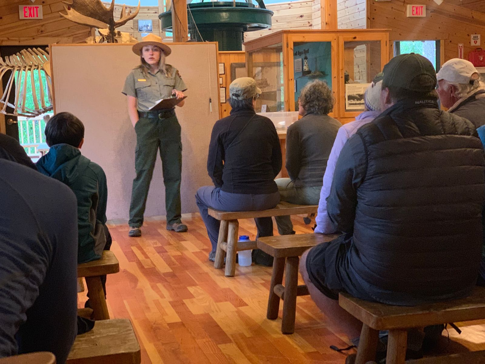 Impromptu ranger program on snakes back at Windigo Visitor Center after not being able to leave the island.