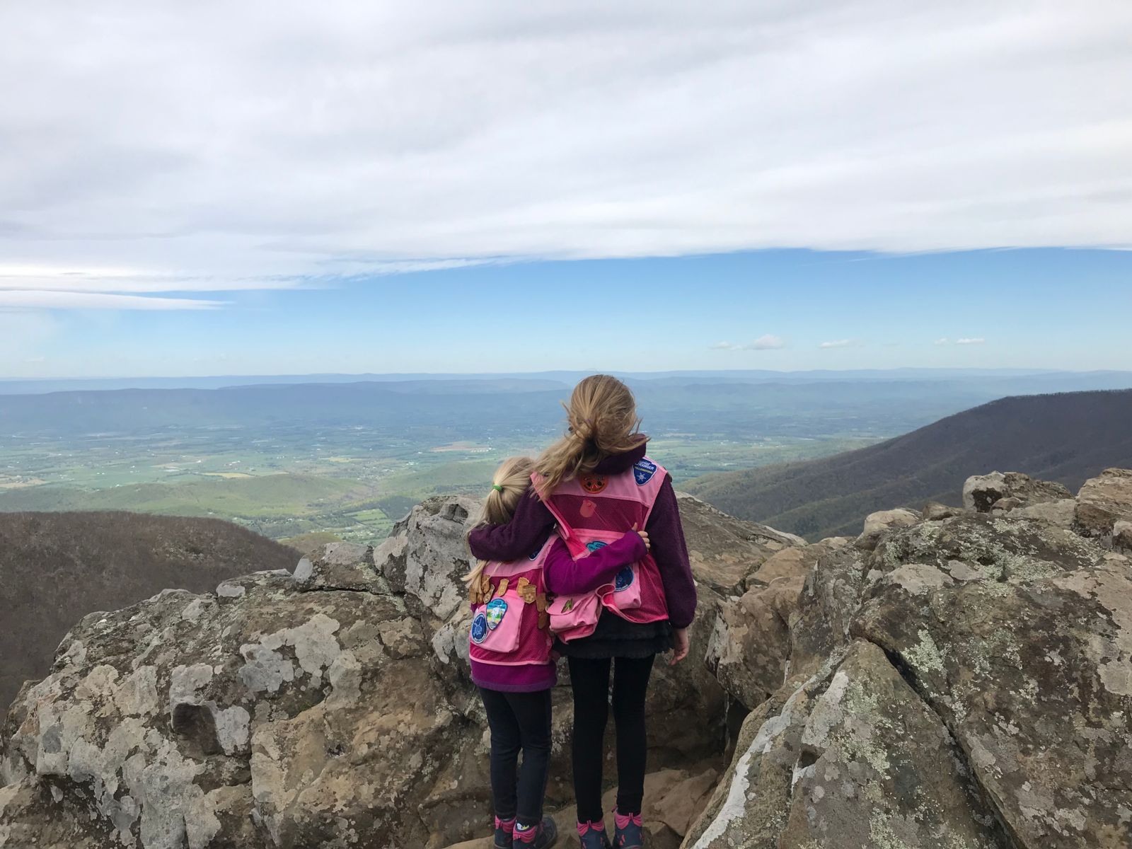 Little Pink Junior Rangers taking in the view from the Bearfence trail at Shenandoah National Park