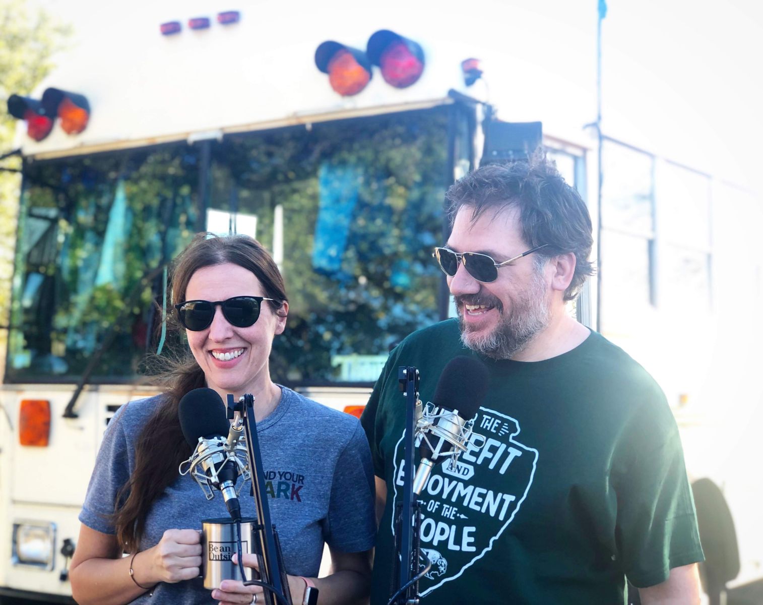 Jason and Abby in a promo shot for the RV Miles Podcast 