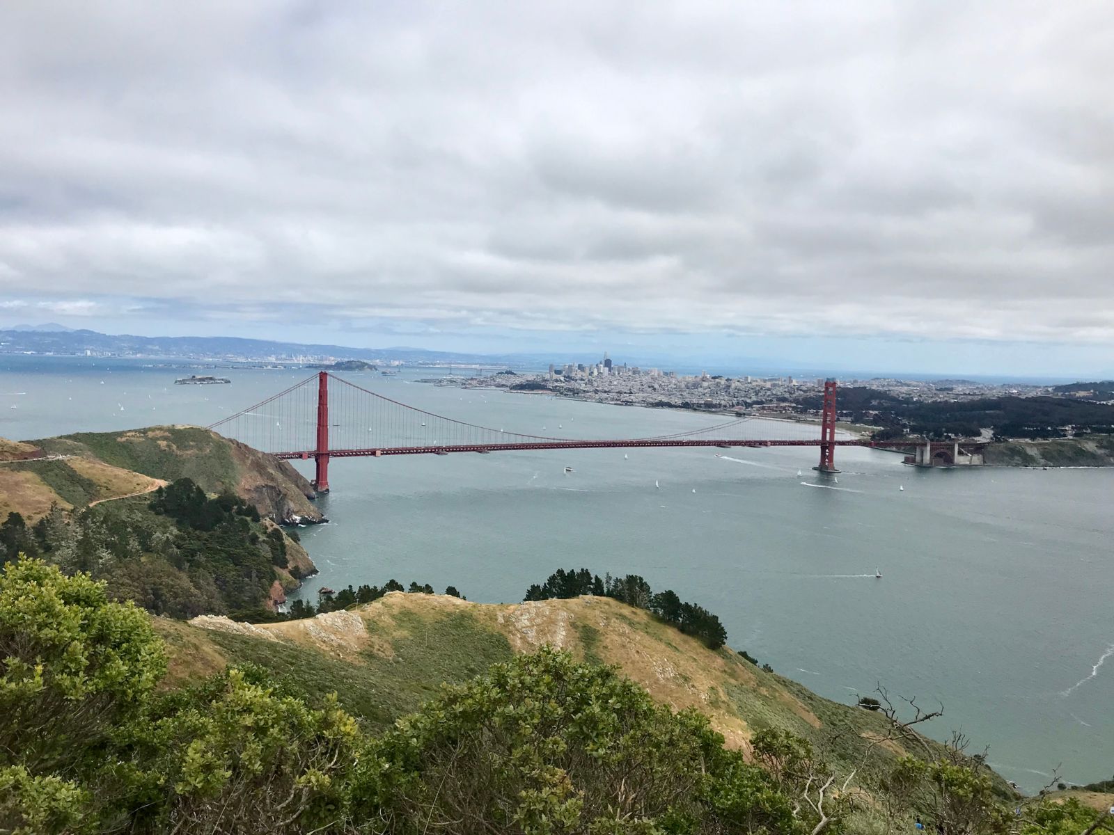 View of The Golden Gate Bridge and San Francisco from Hawk Hill