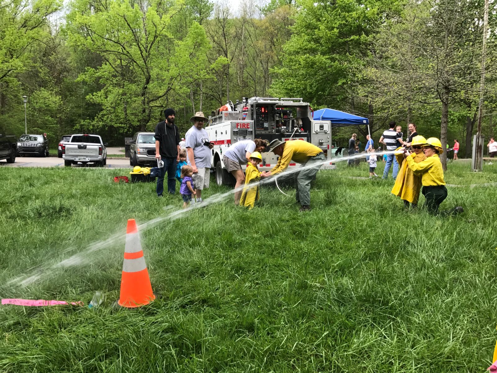 Junior Ranger Day 2017 at Great Smoky Mountains National Park learning about controlled fires.